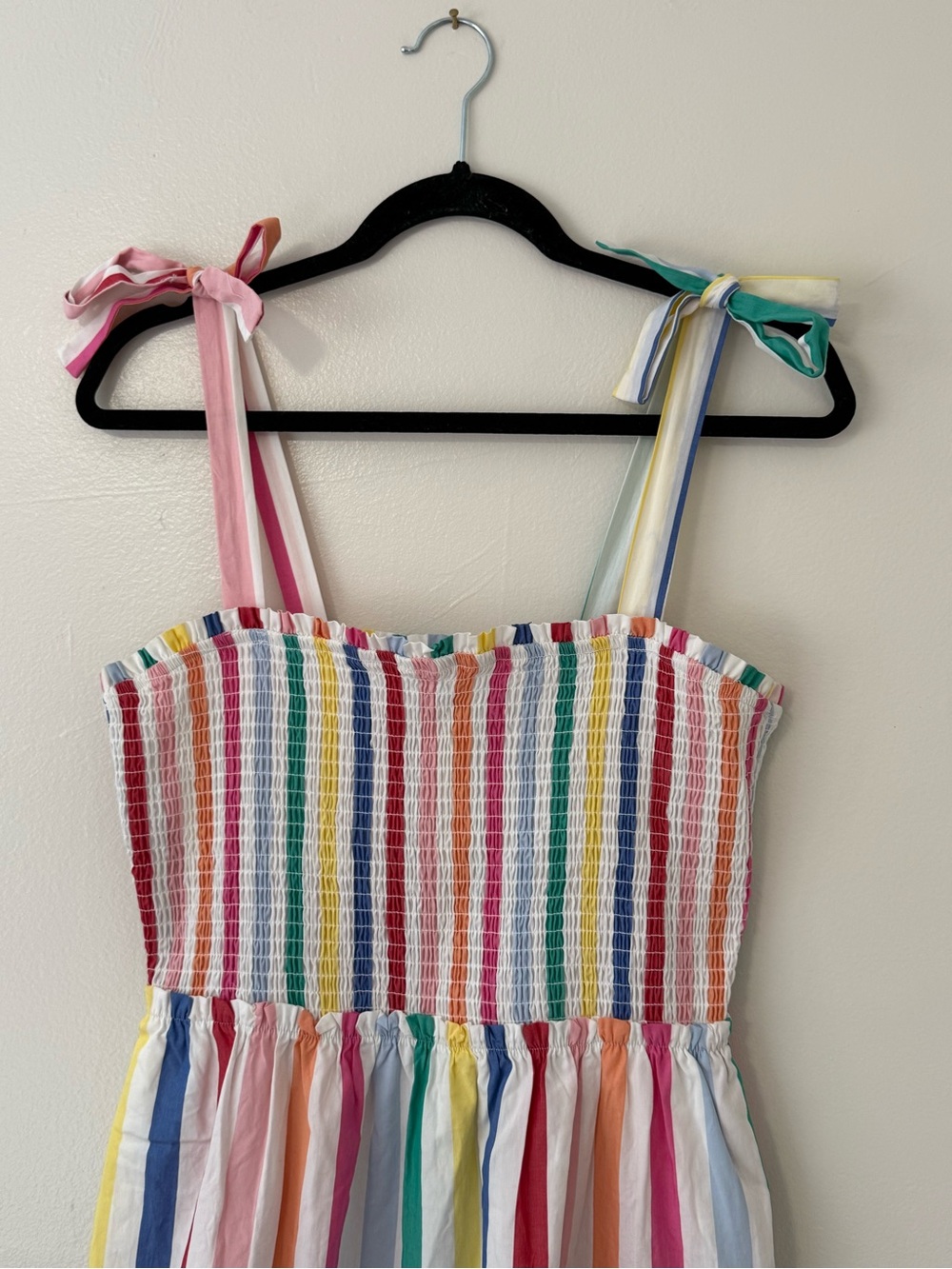 DRAPER JAMES RSVP Tiered Rainbow Pride Maxi Dress w Bow Straps & Pockets Size S - Picture 6 of 15